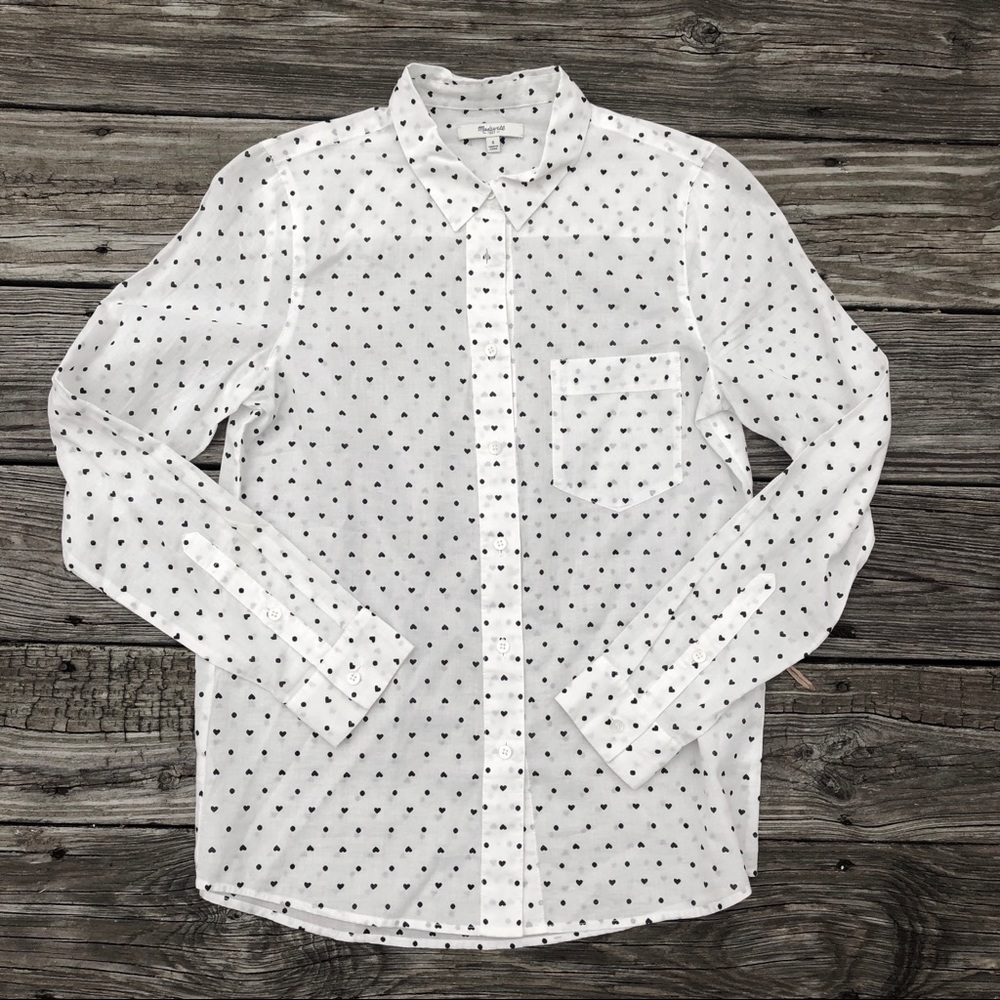 Euc Madewell Button Down Size Smallwith Hearts - image 1